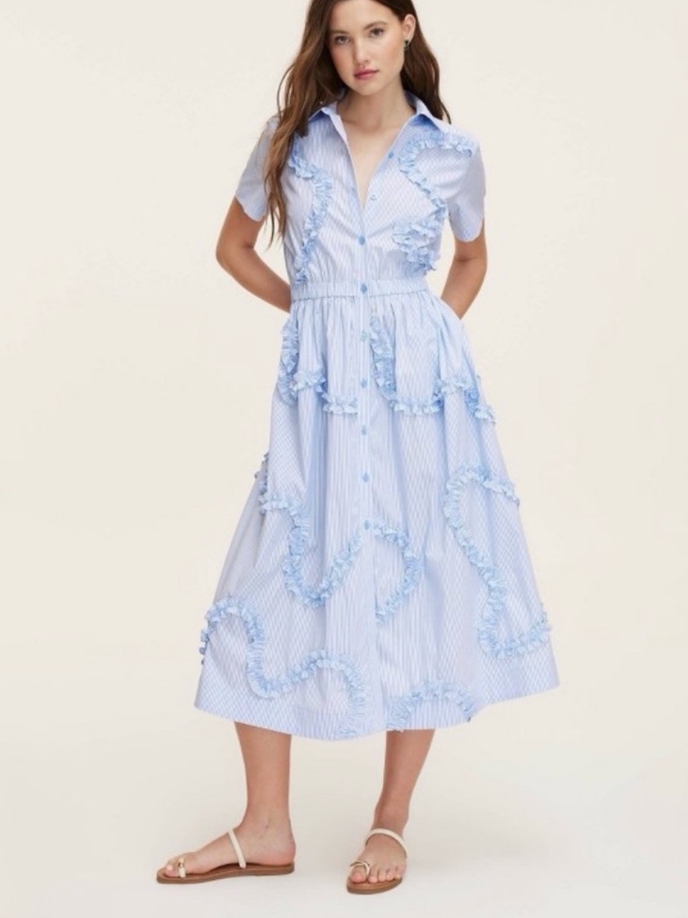 kate spade for Target Blue and White Striped Ruffle Shirt Dress